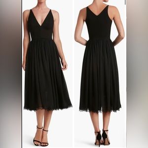 Alicia mixed Media MIDI dress Black - dress the population